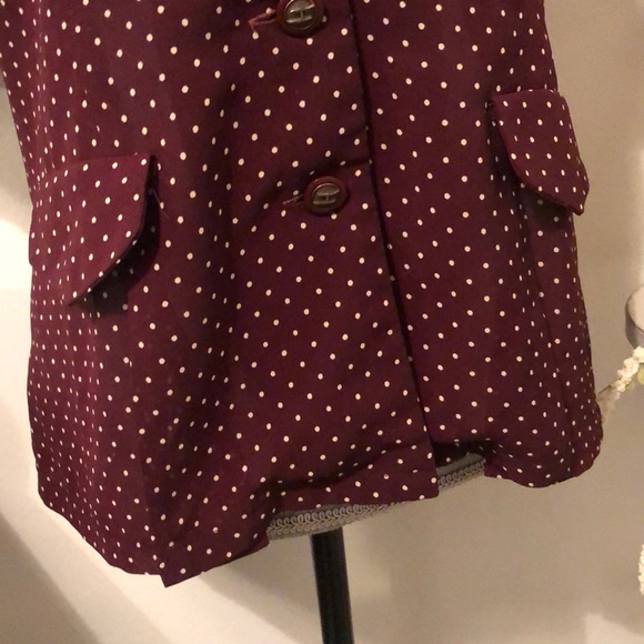 Polka dot burgundy button up pin up collar - Picture 5 of 5